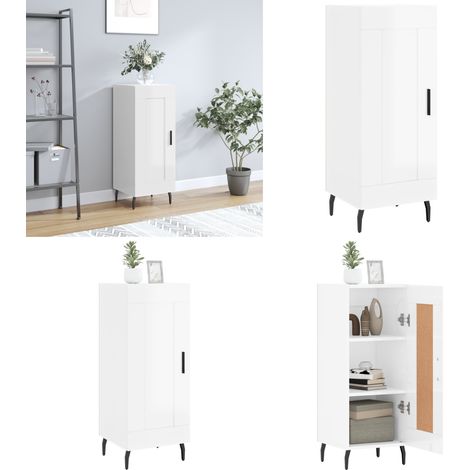 Sideboard Hochglanz-Weiß 34,5x34x90 cm Holzwerkstoff - Schreibtisch - Wohnzimmermöbel - Sideboard - Regal - Holz Sideboard - Home & Living (1/5)