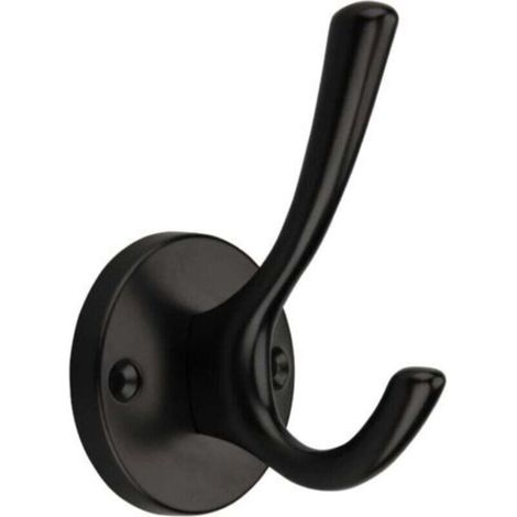 Set mit 5 schwarzen runden Haken für Handtücher und Mäntel im Badezimmer, Wandmontage aus Zinklegierung (1/4)