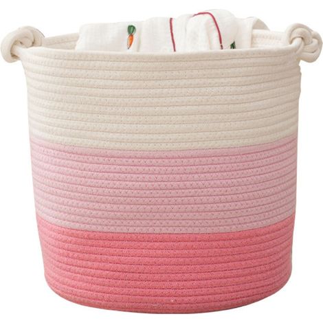 Baby Items Storage Basket, Laundry Basket with Handle, Pink (1/5)