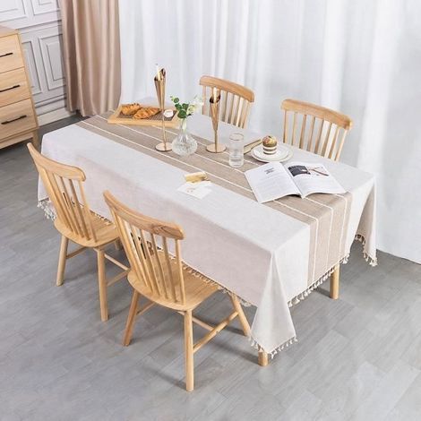 Tovaglia rettangolare - FOCLATUNER - Nappa - Beige 140x240 cm - Cotone/lino - Lavabile e antimacchia (1/4)