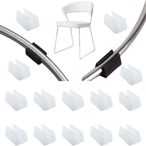 32pcs Patin Pied Chaise Tube Embout Tampon Capuchon Bouchon Protection Plancher Meuble Forme U en Plastique Chaise Casquettes,Chaise Jambe Caps Silicone Tube Pince (10mm,blanc) (1/5)