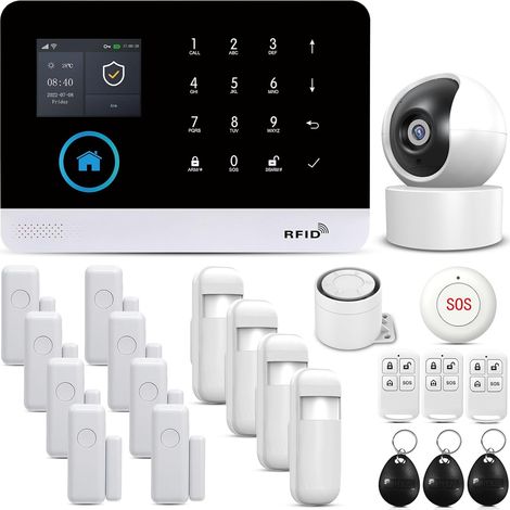 PGST Système d'Alarme Maison Connecté WiFi/GSM avec Caméra 1080p, Capteurs et Compatible Tuya/Alexa/Google (1/5)