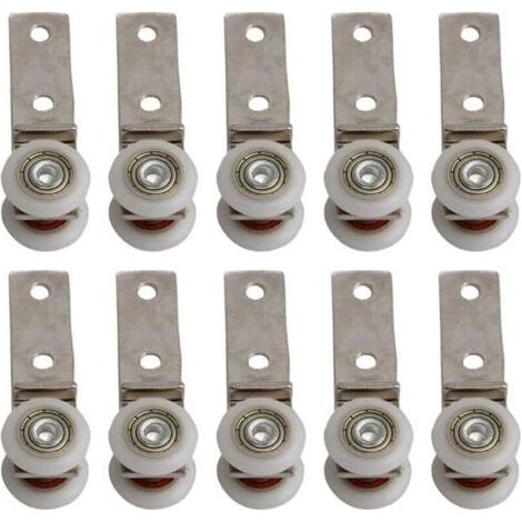 6,5 x 1,9 cm Coude de conduit en métal Roulement Bloc de poulie avec deux Plastique de roue pour porte coulissante fenêtre Cabinet (1/4)
