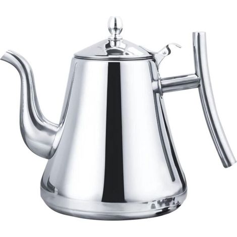Vitdipy – Teekanne – 2 Liter – Mit Filter – Doppelwandige Teekanne – Edelstahl-Teekanne – Kaffeemaschine – Herdkanne – Hochglanzpoliert – Silber (1/4)