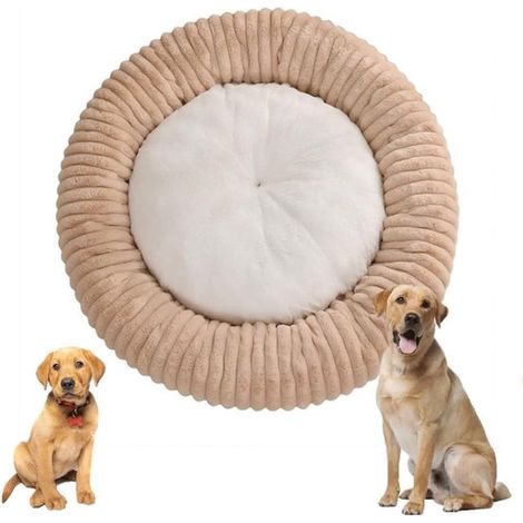 Panier pour chien en forme de donut - Couverture pour chien - Coussin pour chien - Canapé pour chien - Lit pour animaux - Tissu - Abricot (1/5)