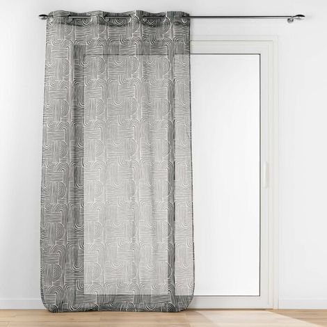 Voilage a oeillets 140 x 240 cm voile sable imprimé Pandore Noir (1/4)