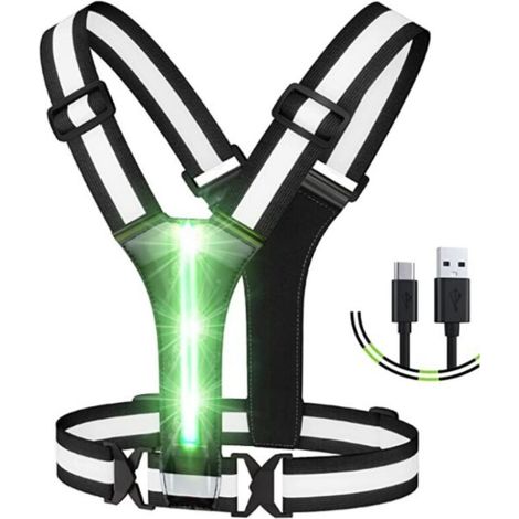 Verstellbare und wiederaufladbare LED-Jacke zum Laufen und für Spaziergänge bei Nacht, gut sichtbare Sicherheitsausrüstung für Männer und Frauen