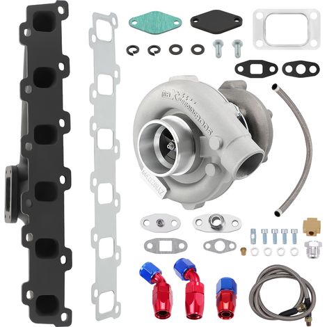 T04E Turbo+Oil Line+Manifold Kit For Nissan Patrol Safari Y60 Y61 TD42 TB42 (1/5)