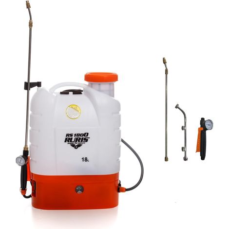 Pulvérisateur Électrique RURIS RS 1800, Réservoir 18L, Lance Télescopique Métallique, Batterie 12V 8Ah, Autonomie 4H, Pression 0.2-0.4 MPa, Jardins et Professionnel (1/5)