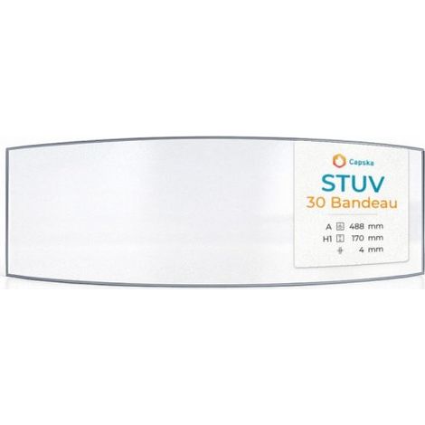 Vitre Stuv 30 BANDEAU - Verre Courbe pour poêle à bois - 488 x 170 mm (A x H) - 4 mm (1/5)