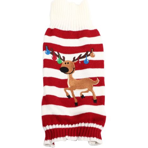 Pull d'hiver pour animaux de compagnie - Veste rayée tendance pour chats et chiens (Rouge, Taille S) (1/5)
