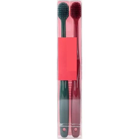 un Ensemble De Cheval Rouge + Vert Karon Paire De Deux Brosses Dents Japonaises Poils Souples Petite Assiette Paire De Brosses Dents (1/5)