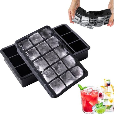 Silikon-Eiswürfelformen für Pürees, Cocktails, Whisky und Eiswürfel, 15 Fächer, 2er-Set (1/5)