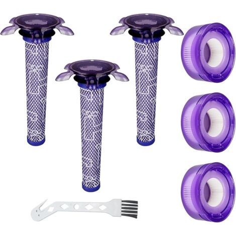 Lot de 3 filtres V8 pour Dyson, rechange pour V8 Absolute Animal, SV10, SV11, SV25, SV37, 3 filtres HEPA post-moteur, 3 Star Pre Filter et 1 brosse de nettoyage, pice n 965661-05 et 967478-05 (1/5)
