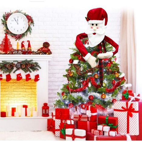Adorno para la cima del árbol de Navidad con decoración de Papá Noel, adorno de tela para la cima del árbol de Navidad, gorro para el árbol de Navidad, decoración para la cima del árbol de Navidad par (1/5)