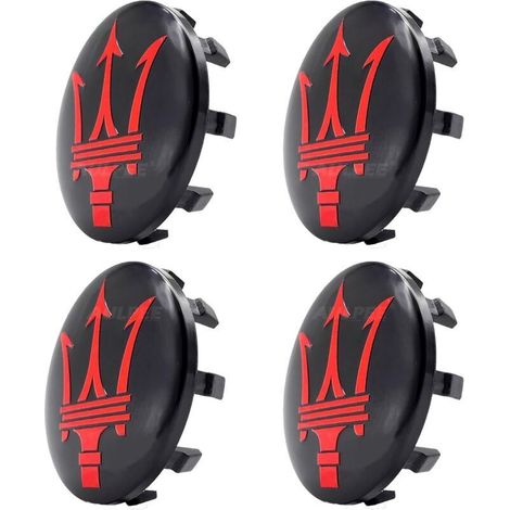 Enjoliveurs Enjoliveurs avec logo central 60 mm Matériau ABS Compatible avec les accessoires Mesertatti (Maser noir rouge) (1/5)