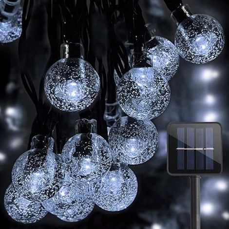 1 chaîne de lumière solaire, 7 m avec 50 LED blanc froid, étanche IP65, cuivre souple, pour décoration extérieure et jardin