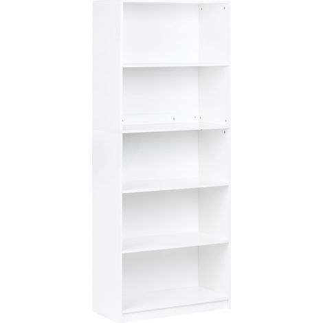 Bücherregal mit 5 Ebenen ZEHNA 197 cm Weiß