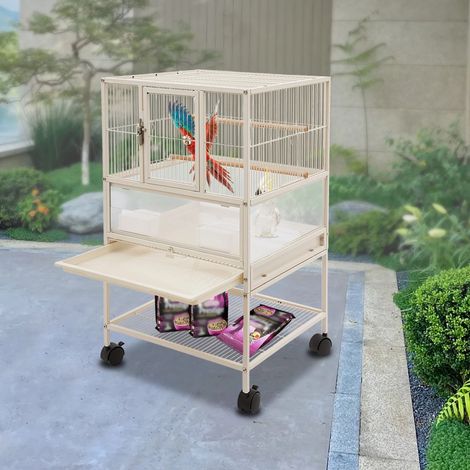 Große Kapazität Vogelkäfig, Luxus Vogelkäfig mit Futterschale, geeignet für kleine und mittlere Vögel wie Papageien, Kanarien, 48,5  46  83cm