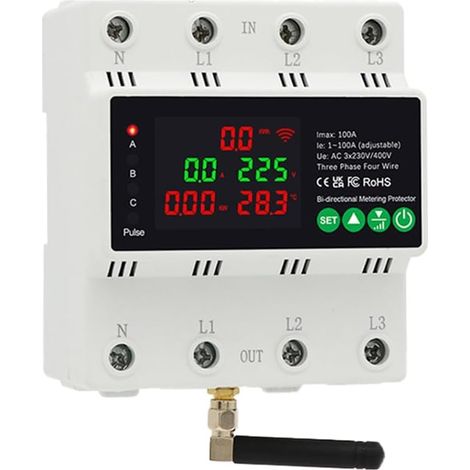 3Phase 4 380V 100A Tuya WiFi Intelligent Bidirectionnel Puissance D'Énergie KWH Mètre Automatico-Reclose plus Sous Tension Protecteur (1/5)
