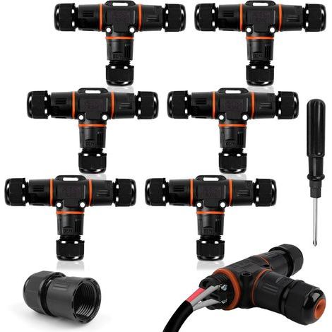 Lot de 6 boîtes de jonction étanches IP68 à 3 voies pour l'extérieur, protection de câble électrique pour câble de diamètre 3 à 12 mm (1/5)