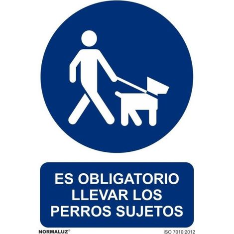 Señal que indica Es Obligatorio llevar los perros sujetos SEKURECO 200 x 300 mm ADHESIVOS DE VINILO (1/2)