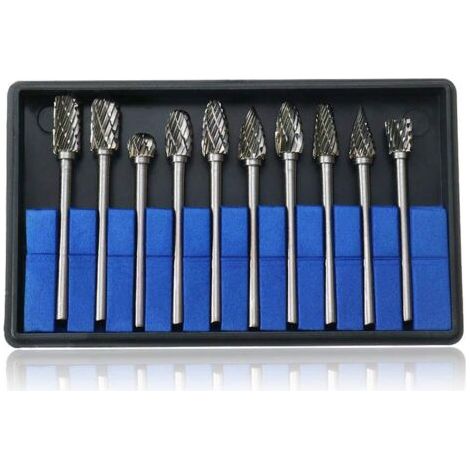 Lot de 10 fraises en métal dur avec tige de 3 mm pour sculpture sur bois, métal, pierre, gravure, perçage (1/5)