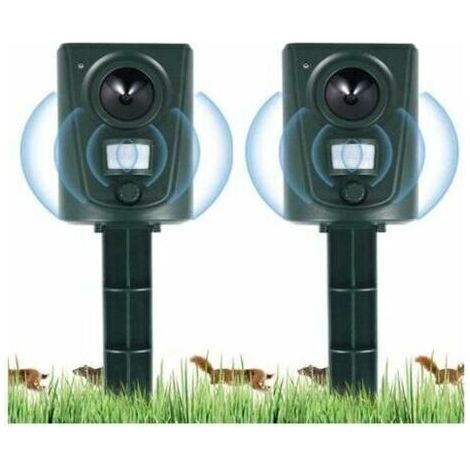 2X Répulsif Chat Jardin à Ultrasons, Répulsif Chats avec Piquet au Sol Prévenir Les Chiens et Les Chats, Les Oiseaux, pour Jardins, Champs, Pépinières, Etanche