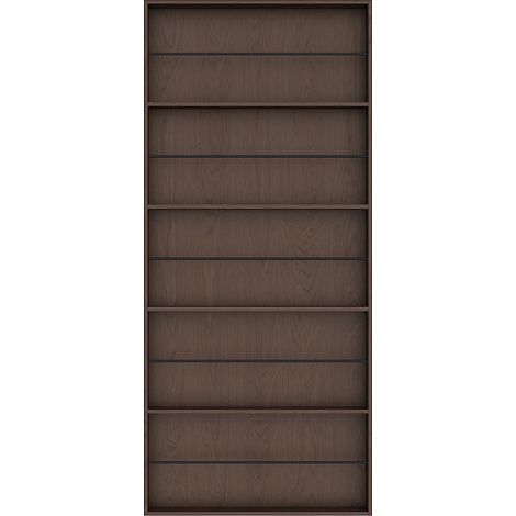 Porta scorrevole in legno e MDF con mensole e binario invisibile - naturale scuro - 93 x 210 cm - SOKARI (1/5)