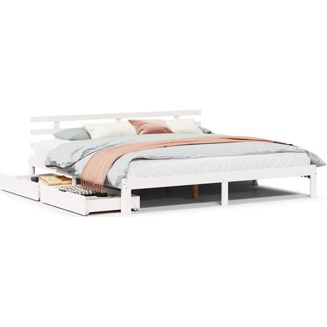 Maison Exclusive - Giroletto con Cassetti Bianco 180x200 cm Legno Massello di Pino