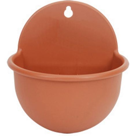 Maceta colgante de resina  Maceta de pared semicircular  18,4 x 16 cm, 21,5 x 21 cm  Cerámica con aspecto de té/mármol  Con rejilla de drenaje y tapón antigoteo  1 pieza (1/5)
