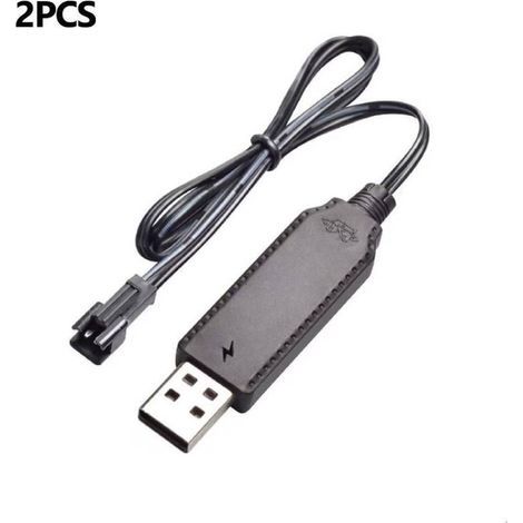 Packung mit 2 USB 3,6V 3,7V Ladekabeln für SM-2-Pin LiPo-Akkus, die in ferngesteuerten Spielzeugen, Autos, Panzern, Lastwagen, Zügen und Booten verwendet werden (1/5)