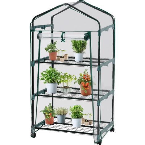 Serre de Balcon en Acier Thermo-Laqué & PVC Anti UV avec 3 étagères pour Potager Exterieur Serre de Jardin pour Hivernage Tente Abri Serre à semis Jardinage (1/5)