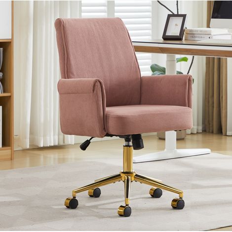 MEUBLIV Chaise de bureau rose 65x63x99 cm – dossier ergonomique et assise réglable (1/5)