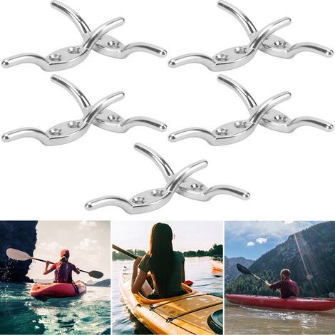 piezas de acero inoxidable, cornamusas para cuerda de barco, gancho para mástil de bandera, con tornillos de fijación. (1/5)