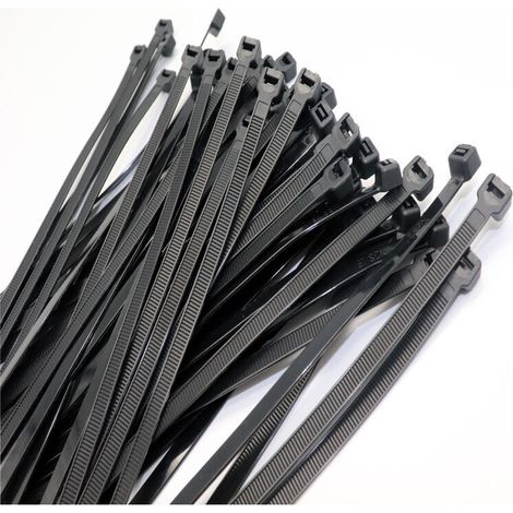 2er-Pack Kabelbinder 300 mm x 4,8 mm, mit Kragen und Clip, schwarze Kabelbinder, hochwertige Kunststoff-Kabelbinder