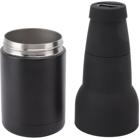 Schwarze, doppelwandige, isolierte Bierdose aus Edelstahl 304 mit integriertem Flaschenöffner