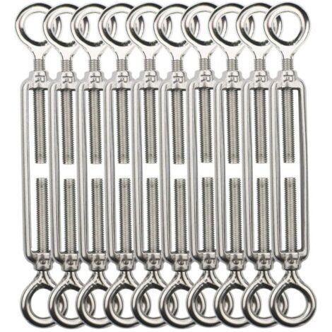 304 Stainless Steel M5 Wire Tensioner With Hooks For Laundry Cable Railing Lot 10 Pieces (1/4)