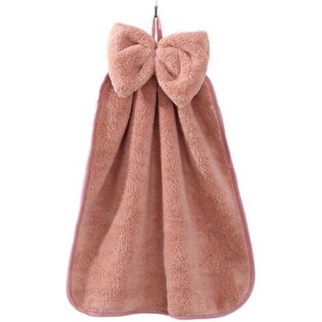 BUNTHAUS Lot de 5 serviettes à boucle avec nœud décoratif, couleur rose corail (1/5)