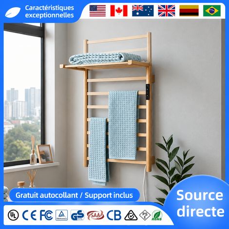 Sèche-serviettes électrique mural pliable acier inoxydable gris canon de fusil affichage digital 54 × 11 × 91 cm 2,24 kg – Livraison gratuite (1/5)