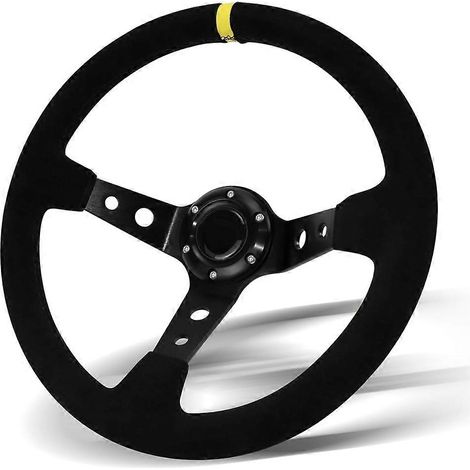 Volante de carreras universal, 350 mm, 6 tornillos, de ante, para carreras/rally/automovilismo/simulación de conducción. (1/5)