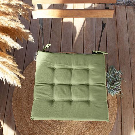 Galette de chaise outdoor unie déperlant et anti uv 40x40 cm - 40x40cm - Vert olive