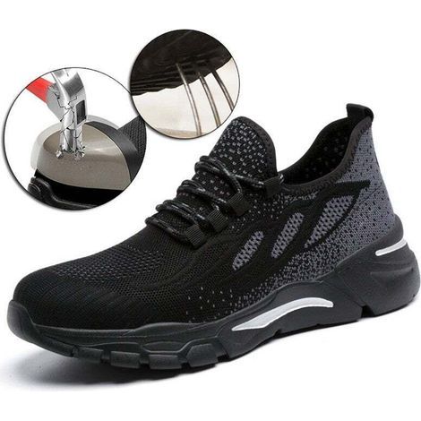 Chaussures de Sécurité Pour Hommes,Chaussures de Travail Légères Pour Femmes Chaussures de travail EU 45 Respirantes Anti Ecrasement (1/4)