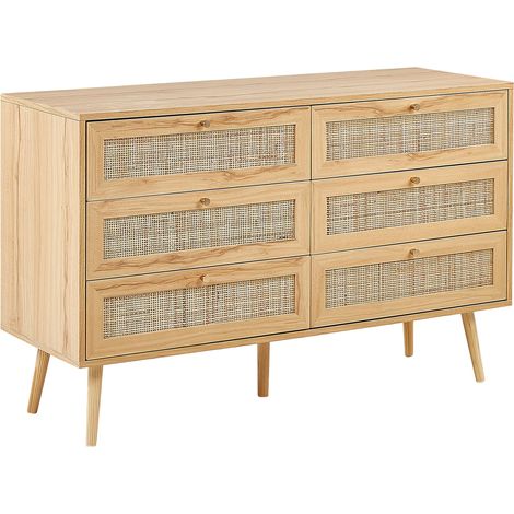 Kommode mit 6 Schubladen PEROTE Rattan Hellbraun (1/5)