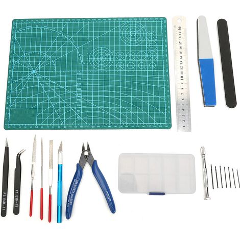 Kit d'Outils de Modélisme pour Maquettes avec Pince Règle et Tapis de Découpe (1/5)