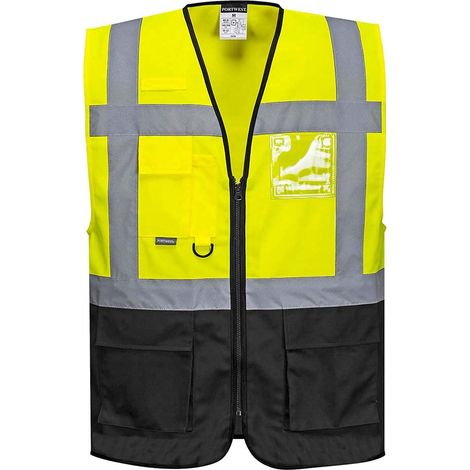 Gilet Executive Warsaw Couleur : Jaune/noir Taille Xxxl - Portwest (1/4)