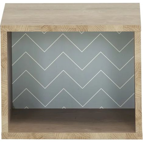 Etagère cube murale réversible décor bois blanc ou bleu - SIDOINE (1/5)