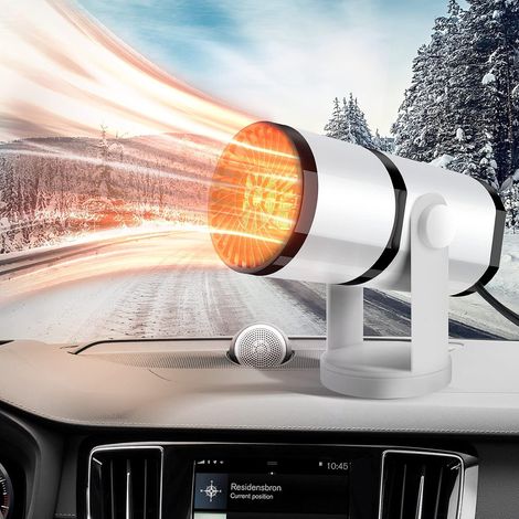 Calefactor para coche de 12 V y 150 W, ventilador portátil 2 en 1 con calefacción y refrigeración, desempañador de parabrisas giratorio de 360 grados con enchufe para encendedor de cigarrillos. (1/4)