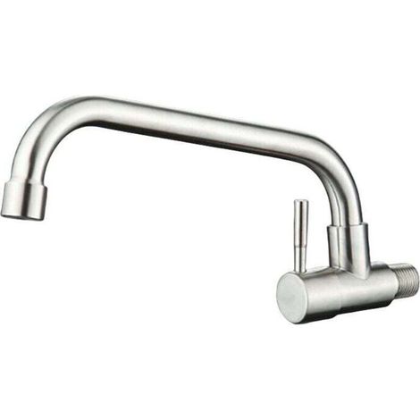 Robinet Mural Eau Froide pour Cuisine, Mitigeur Evier Mural Brossé Anti-empreinte,Mousseur Démontable (1/4)