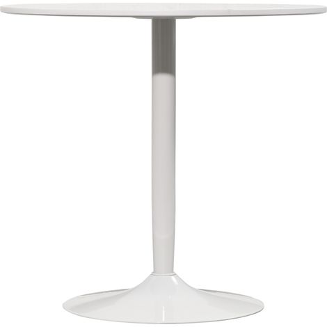 Runder Esstisch für 2 Personen, moderner Küchentisch mit Stahlbeinen, Ø 80 x 75 cm, weiß